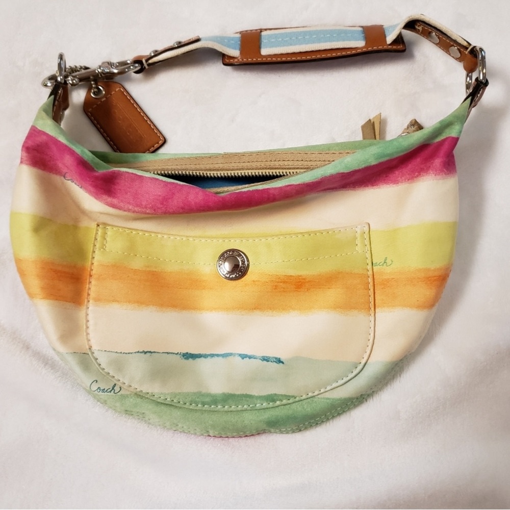 Coach Hampton Watercolor Stripe Small Hobo